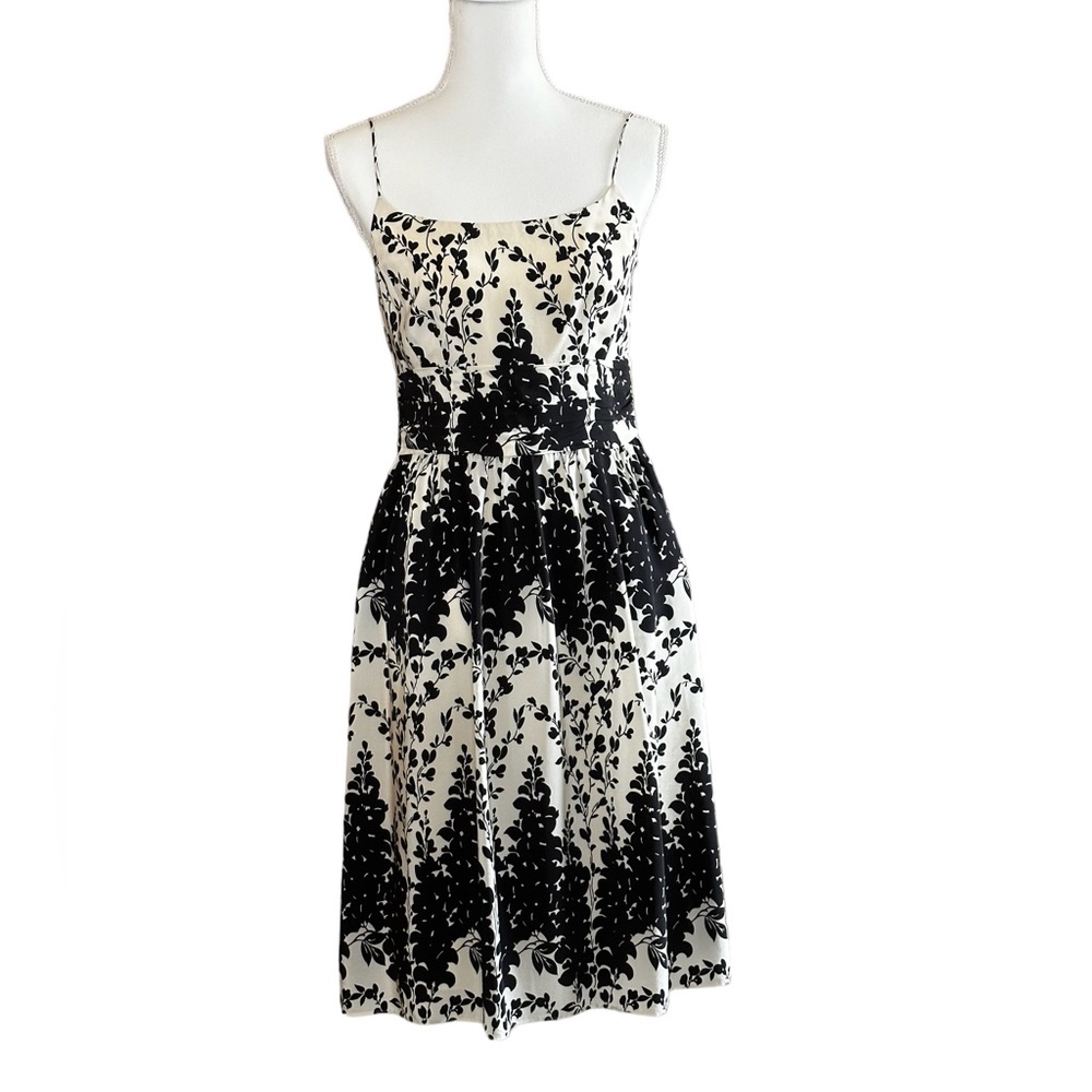 Ann Taylor Black and Cream Midi Dress